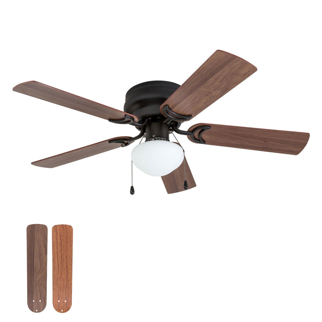Brushed‑Nickel Flush‑Mount Ceiling Fan With Light