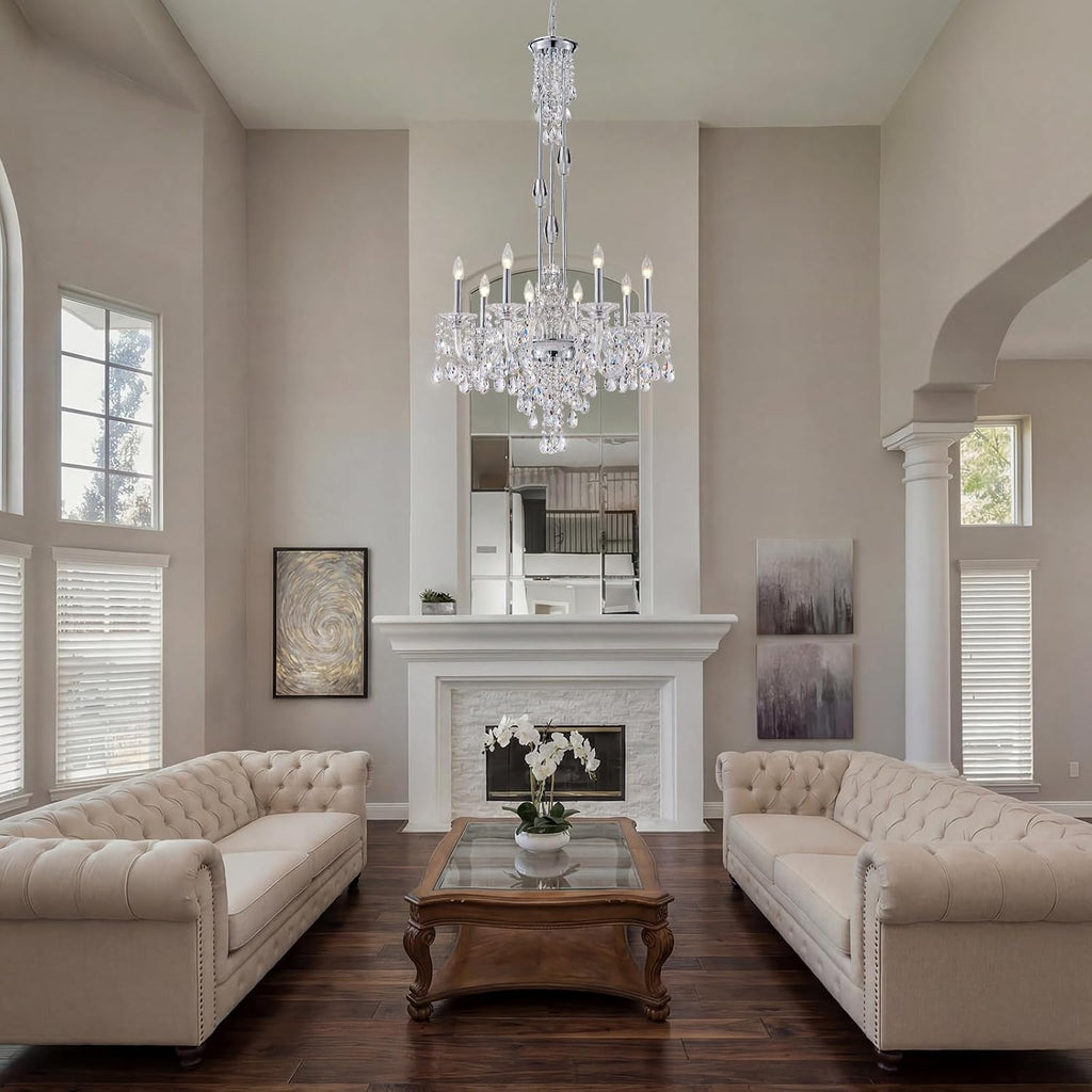 Chrome Adjustable Crystal Candle‑Style Chandelier Light