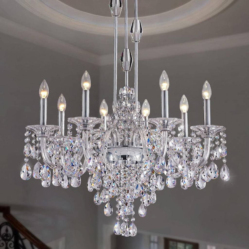 Chrome Adjustable Crystal Candle‑Style Chandelier Light