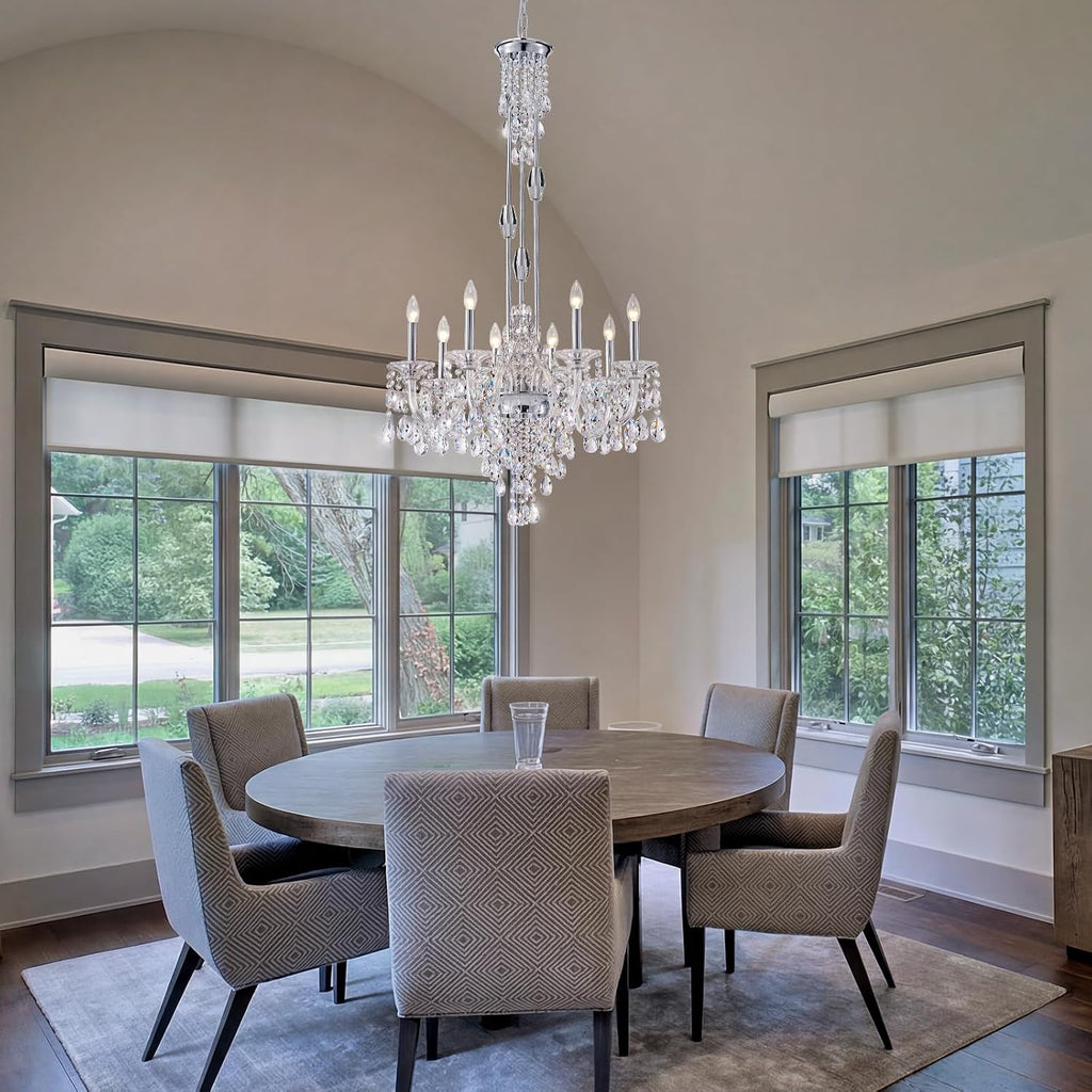 Chrome Adjustable Crystal Candle‑Style Chandelier Light